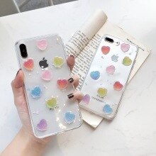 Luxury Foil Epoxy Epoxy Colorful Candy Love Phone Case For iPhone XR XS Max 6 6S 7 8Plus X Transparent Soft TPU Phone Back Cover