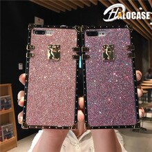 Luxury Gold Glitter Bling Button for iPhone X XR XS MAX 8 8 Plus 7 7 Plus Soft PU Fashion Girl Back COVER FOR iPhone 6s Plus