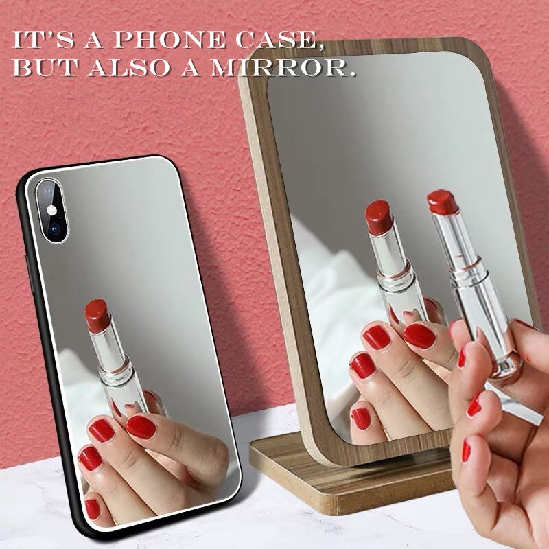 Luxury Makeup Mirror Phone Case for iPhone 11 Pro XS Max X XR Hard Tempered Glass Back Cover For iphone 8 7 6 6S Plus Capa Coque
