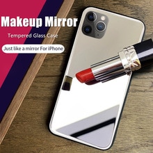 Luxury Makeup Mirror Phone Case for iPhone 11 Pro XS Max X XR Hard Tempered Glass Back Cover For iphone 8 7 6 6S Plus Capa Coque
