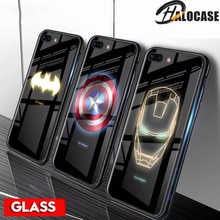 Luxury Marvel Comics Batman Luminous Tempered Glass Phone Cover For iPhone 11 Pro MAX XS MAX 6 7 8 6s Plus 10X Capa Coque Funda