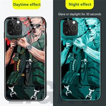 Luxury  Raytheon Luminous Tempered Glass Phone Case For iPhone 11 Pro MAX XS MAX XR 9 Plus 10X Personality Cool Phone Cover Capa