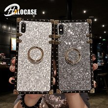 Luxury Square Rivet Metal Stand Case For iPhone 11 Pro MAX XS MAX Xr 7 8 Plus 6S Plus For Samsung S8 S9 S10 Plus Note 8 9 10 Pro