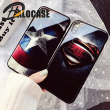 Luxury Superman Captain America Marvel Comics Patterned Tempered Glass Phone Case For iPhone 11 Pro Max XS MAX XR 8 7 6 6s Plus