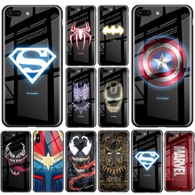 Luxury Superman Marvel Luminous Tempered Glass Phone Case For Huawei P30  Mate 20 Pro For Samsung S8 S9 S10e Plus Note8 9 10 Pro