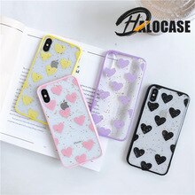 Lxuruy love peach glitter Phone Case for iPhone X XS MAX XR 6 6s 7 8 plus for Transparent Back Cover