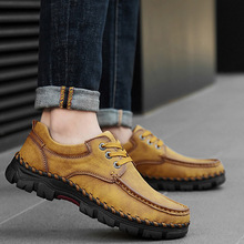 Man's shoes Genuine leather shoes men Wear resistant Classic Lace up Mans footwear Driving shoes comfortable