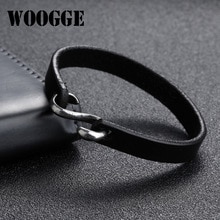 Men Bracelet Vintage Black/Brown Genuine Leather Hook Bracelet Men Wristband Bangles Male Jewelry Minimalist