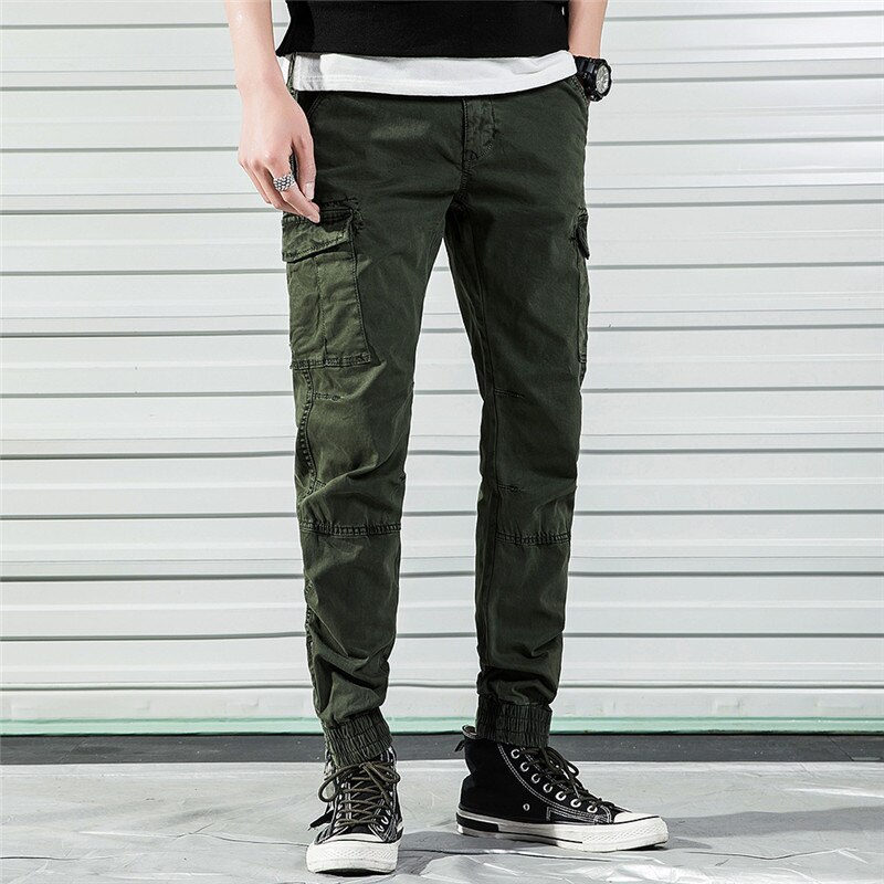 Men Casual Pants Cotton Casual Men's Summer Pants Multi Pocket Cargo Pants Military Overall Outdoor High Quality Streetwear