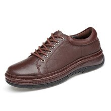 Men'S Leather Shoes Spring Autumn New Genuine Cowhide Hand Made Lace-up Men Flats Shoes Outdoor Sneakers Men'S Business Shoes %