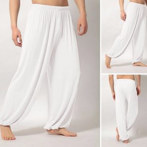Men Super Soft Yoga Pilates Pants Loose Casual Harem Loose Wide Leg Lounge Pants Male Trousers XRQ88