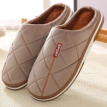 Men's Winter Shoes Large Size 45-50 Flock Gingham Non Slip Home Slippers Men PVC Short Plush Soft Slippers Man