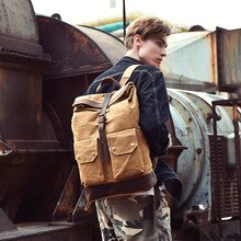 Men's fashion backpack men's multifunctional leisure computer bag simple college backpack tide retro canvas