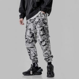 Men's trousers autumn 2019 new slim cargo straight trousers nine-minute trousers loose casual personalized men's wear