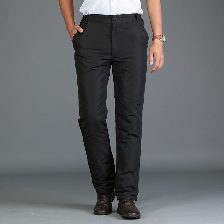 Mens 90% White Duck Cold-proof Pants Winter Straight outside wear Business Pants Warm Duck Down Padded Trousers 092111