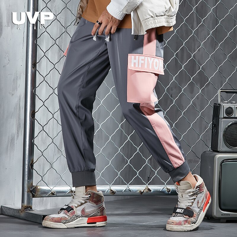 Mens Sport Pants Streetwear Joggers Track Pants Hip Hop Mens Pants Cargo Fashions Men Elastic Waist Side Pockets Male Trousers