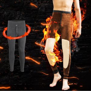 Mens Wool Knee Warm Pants Plush Thickened Cotton Trouser Winter Pure Color Casual Edge Leggings pantalones hombre men clothes