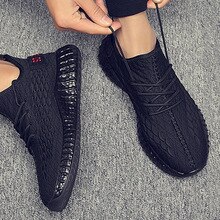 Mesh Sneakers Men 2020 Spring Soft Soled Lace Up Sports Shoe Male Black Leisure Flat Shoes Man Fish Scale Casual Fashion Flats