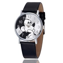 Mickey Mouse Watches Women Men Boys Girls Watch Cartoon Leather Quartz Wristwatch Clock Kids Children Reloj Relogio Saati Montre