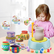 Mini DIY Handmake Ceramic Pottery Machine Kids Craft Electric Toys Children Pottery Wheels Arts Crafts Educational Toys Gifts
