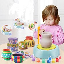 Mini Portable DIY Handmake Ceramic Pottery Wheel Machine Children Craft Electric Toys Kids Arts Crafts Educational Toys Gifts