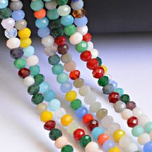 Mixed Colors Porcelain Jades 4mm 6mm 8mm Rondelle Austria Faceted Crystal Glass Round Beads Loose Spacer for Jewelry Making