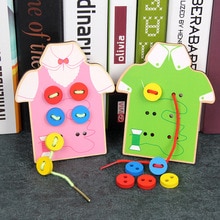 Montessori Toys Educational Wooden Toys for Children Early Learning Beads Lacing Board Toddler Sew On Buttons Teaching Aids