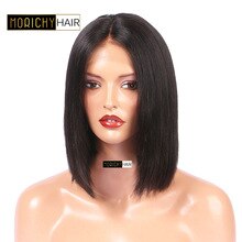 Morichy 13x4Lace Front Human Hair Short Cut Bob Wig Brazilian Straight Lace Frontal Wig Preplucked Natural Hairline 150% Density