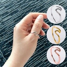 Mossovy Wave Alloy Silver Ring for Women Wedding Couple Rose Gold Rings for Female Fashion Jewelry Bague Femme Anillos Mujer