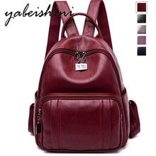 Multifunction Backpack Women Leather Backpacks Vintage Female Shoulder Bag Mochilas Mujer 2019 School Bags For Girls Preppy