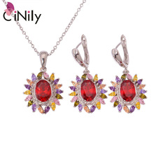 Multigem Green Quartz Blue Zircon Kunzite Silver Plated Wholesale Women Jewelry Necklace Pendant Earrings Jewelry Set NT211-14