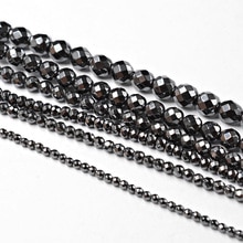 Natural Stone Beads Faceted  Hematite Beads for Jewelry Making 15inch 2/3/4/6/8/10/12mm Round Bedas Diy Necklace Bracelet