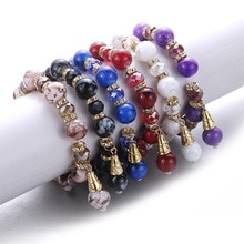 Natural stone rhinestone golden bead charm bracelet women fashion jewelry crystal beads jewelry making exquisite beaded bracelet