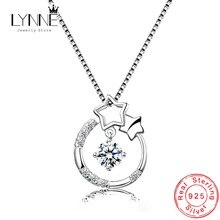 New Fashion Can Dance Rhinestone Necklaces 925 Sterling Silver Round Star Pendant Necklace Charm Choker For Women Jewelry Gift