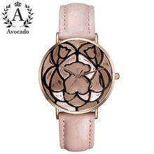 New Fashion Rose Gold Cute Bear Women's Watch Leather Quartz Watch