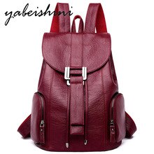New Women Leather Backpacks Double zipper outer pocket School Bags For Girls Vintage Female Shoulder Bag Mochilas Mujer Preppy