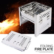 New outdoor mini stainless steel folding barbecue grill camping grill windshield wood fire carbon grill incinerator Camping