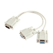 Newest 1 Male VGA to 2 Female VGA Splitter Cable 2 Way VGA SVGA Monitor Dual Video Graphic LCD TFT Y Splitter Cable Lead