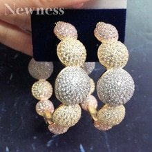 Newness Luxury Clear Zirconia CZ Arror Big Hoop Earrings for Women Wedding Crystal CZ Engagement Dubai Silver Bridal Earrings