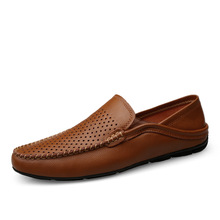 Newset Men Casual Shoes Fashion Men Peas Shoes Genuine Leather Man Loafers Moccasins Slip on Men's Flats 36-47 Driving Shoes *