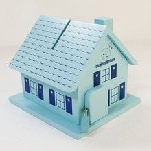 Originality Wooden Piggy Bank Coin Bank Creative Wooden House Piggy Bank Money Saving Box Children Gift parent-child interaction