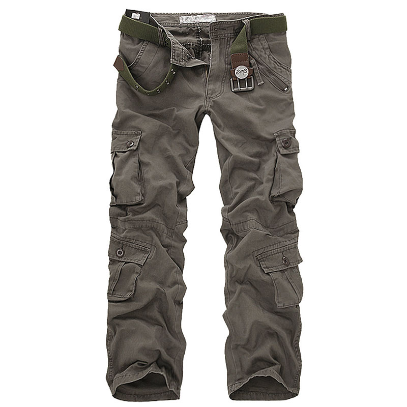Over Size Korean Fashion Loose Casual Pants Multi-pocket Washed Straight Overalls Men Long Pants (excluding belt)