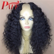 PAFF 250% Density U Part Human Hair Wigs 2*4'' U opening Water Wave Peruvian Remy Hair Glueless Pre Plucked Baby Hair