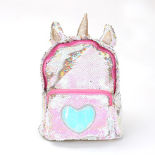 PU Leather Mini Backpack Unicorn Sequin Bags Pink Colorful Rainbow Casual Fashion For Girls School Book Bags Women Mochila Bolsa