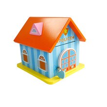 Piggy Bank Wood Chalet Coin Garden/Police Station House Room Money Bank Saving Money Gift for Kids kids toys