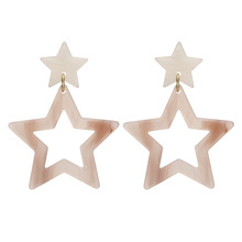 Pjx Bohemia Acrylic Hollow Star Drop Earrings Ethnic Pentagram Geometry Dangle Earrings for Women