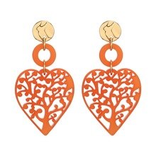 Pjx New Arrival Ethnic Heart Shape Dagnle Earrings Vintage Acrylic Hollow Tree of Life Drop Earrings Birthday Gifts for Women