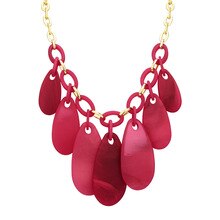 Pjx Red Acrylic Water Drop Shape Strand Choker Necklaces Bohemia Pendant Women Jewelry Statement Necklace