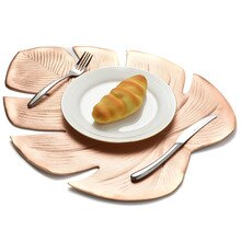 Placemat for Kitchen Table Mat Simulation Plant Palm Gold Leaf PVC Table Mat Decorative Table Pad Coasters Home Party Decor HOt