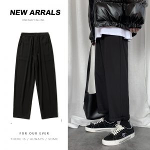 Plus Velvet Sweatpants Men's Fashion Casual Black Joggers Pants Men Streetwear Loose Hip Hop Straight Track Trousers Mens M-2XL